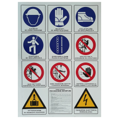 Cartello per cantiere a 11 simboli