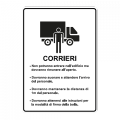 Cartello segnaletico per corrieri Covid-19