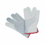Guanti in pelle fiore con dorso in crosta